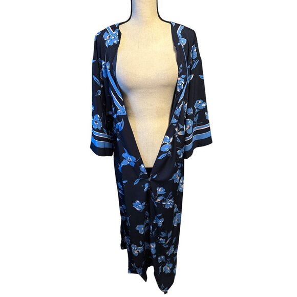 Oscar de la Renta Black and Blue Floral Maxi Dress - Picture 3 of 8